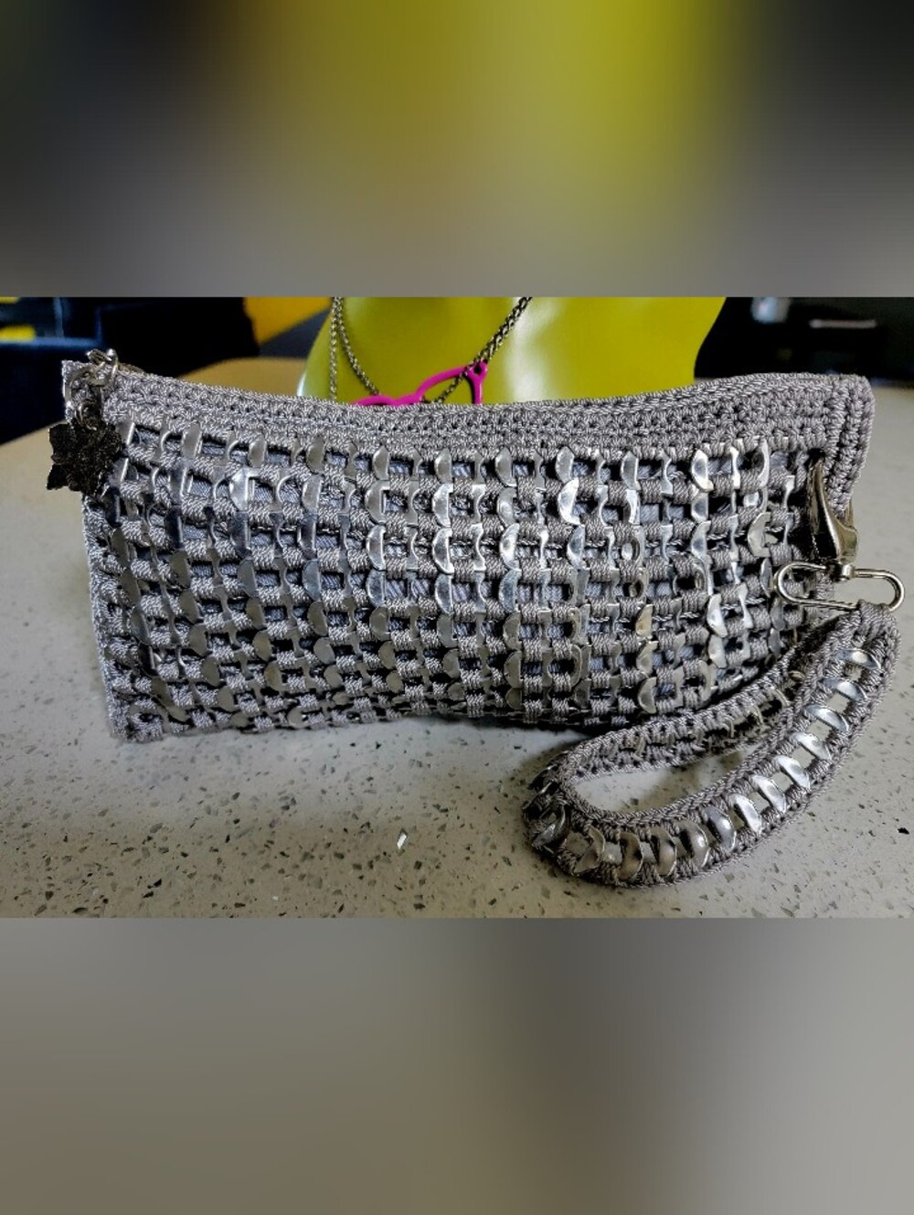Silver Woven Clutch Wristlet - Picture 2 of 7